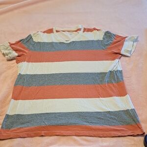 Sonoma Coral and Cream Striped Tee